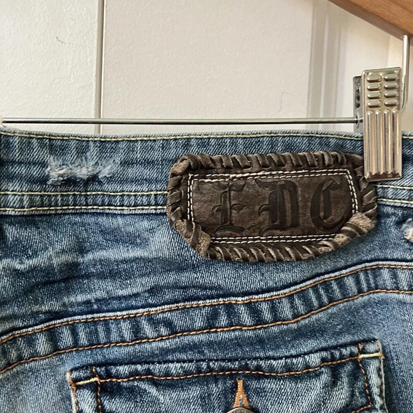 Y2K EDC by Esprit Embroidered Low Rise Jeans 2000s Straight Leg Blue Denim - Picture 3 of 10